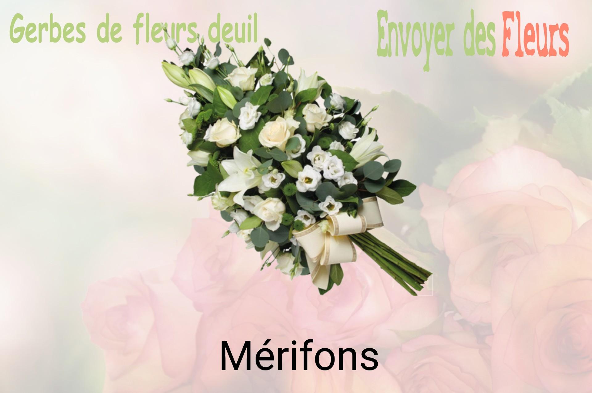 Gerbe de fleurs de deuil livrée à Mérifons